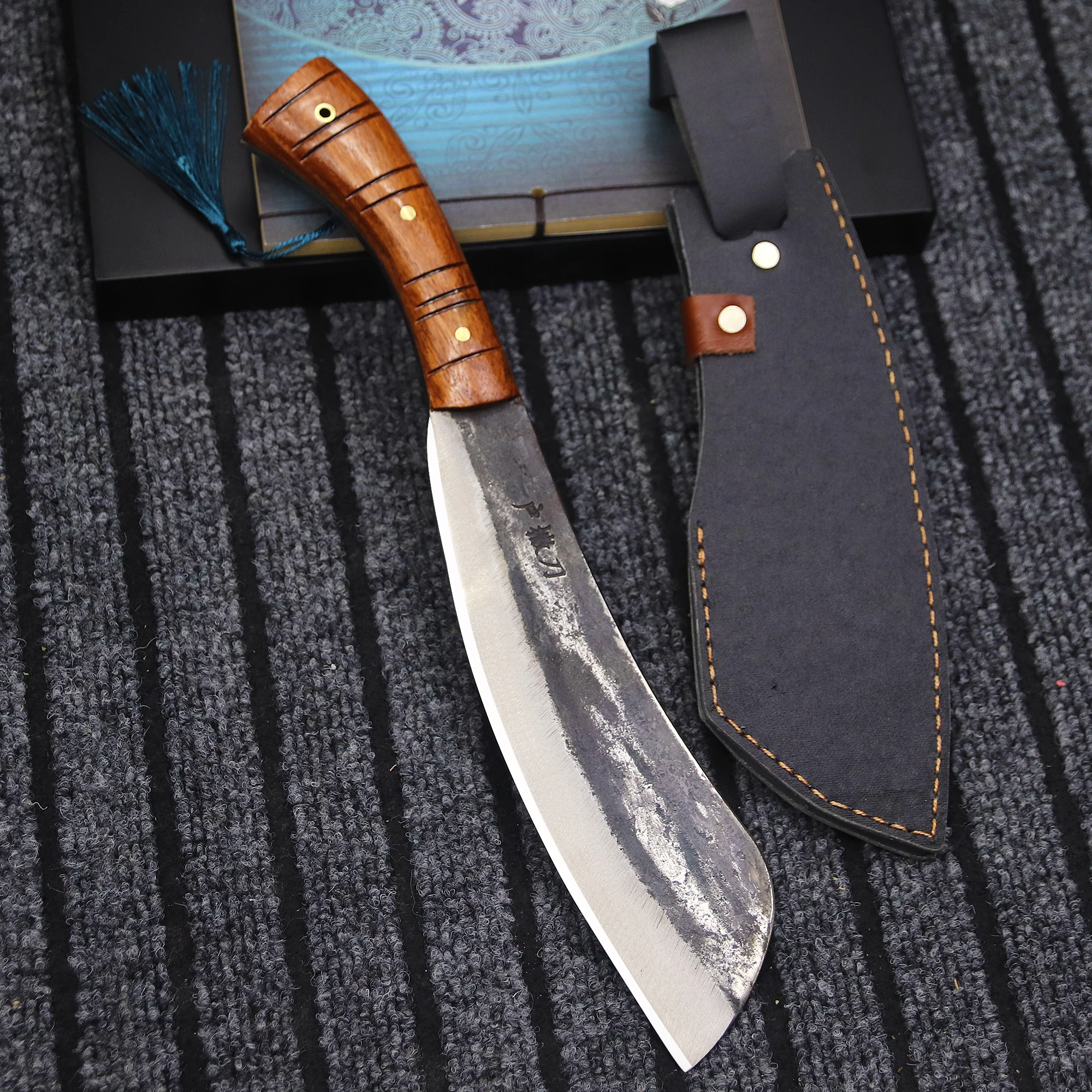 Japanese hand forged high carbon steel sharp wood chopping knife, outdoor logging knife, EDC knife, domestic farm knife