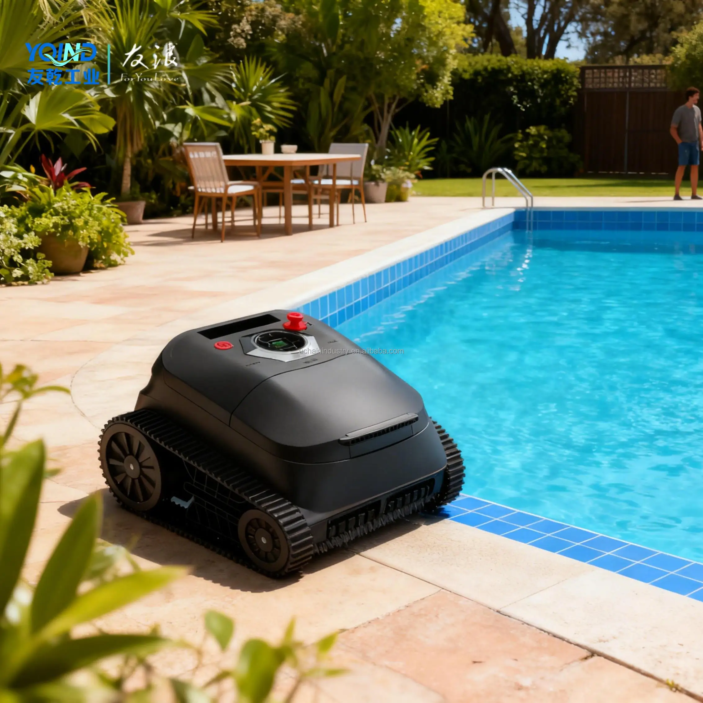 

Cordless Intelligent Pool Cleaning Robot with Strong Suction Cleans Floors of Home and Outdoor Pools