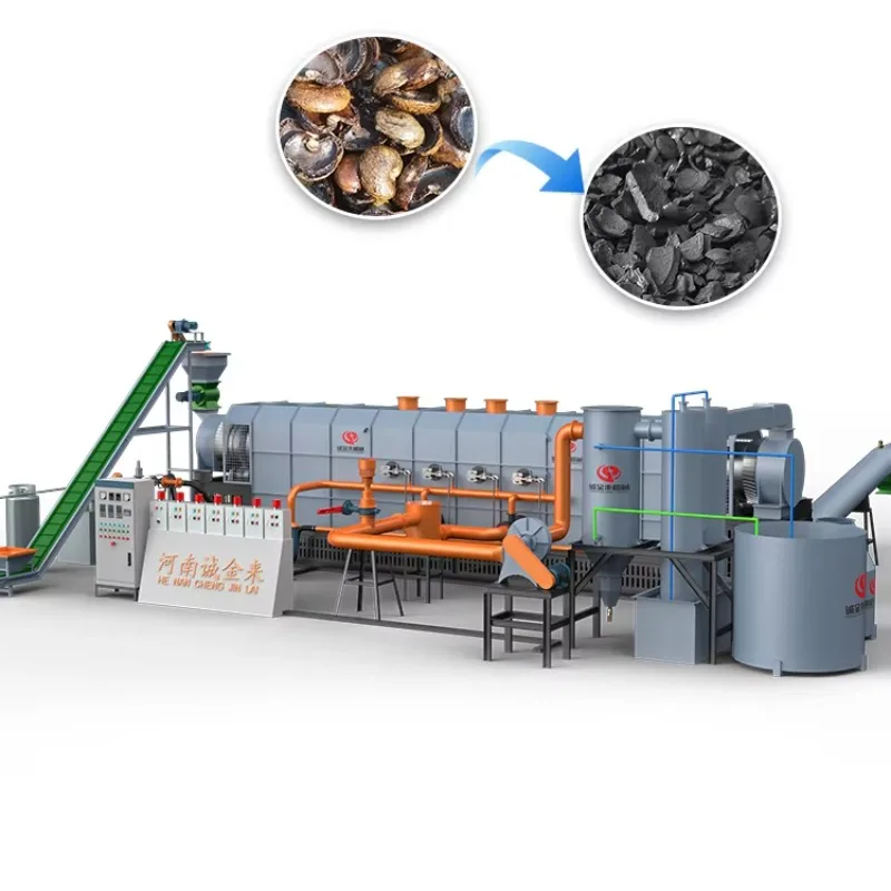 Continuous Biomass Charcoal Production Line Motor 500-900kg Capacity 44.5KW Power for Rice Husk Wood Chips Carbonizing Machine