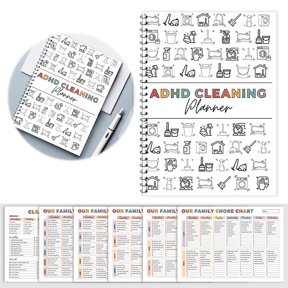Cleaning Schedule and Checklist Organizer Daily Weekly Monthly Household Cleaning Planner Chore Chart Notebook