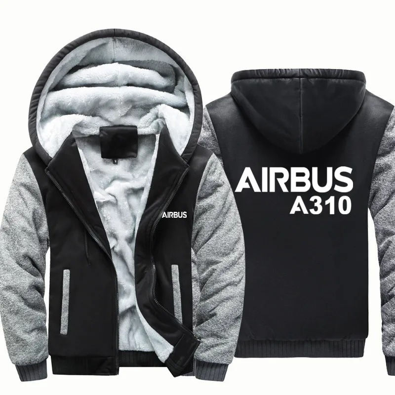 New Autumn Winter Flight Airbus A310 Aviation Pilots Fleece Warm Wool Thick Men Coat Jackets Harajuku Hooded Hoodies Sweatshirts