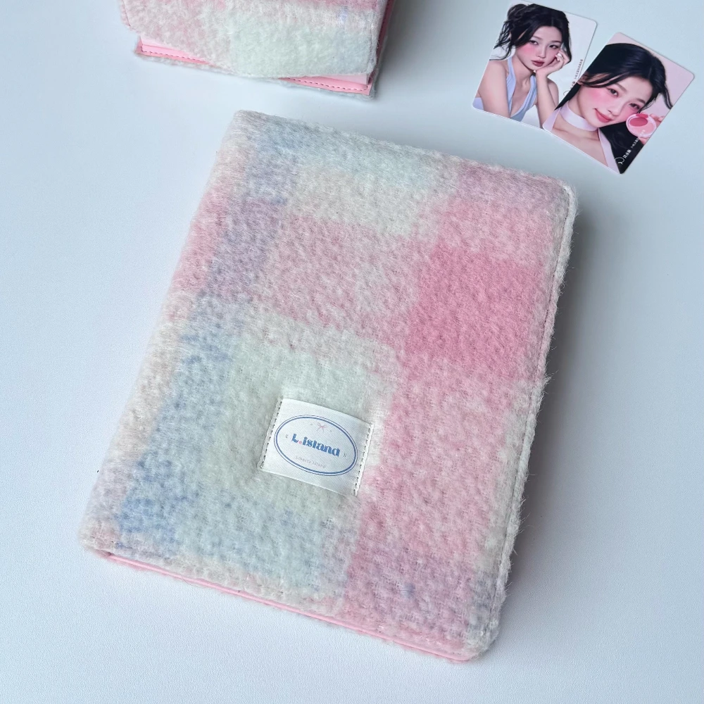 Premium Soft Pink & Blue Woolen Photocard Album Loose-Leaf Binder for K-pop Idol Polaroid Instax Photos Collection Korean 포카 바인더