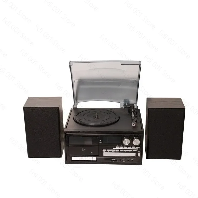 All in One Vintage Vinyl Record Player with External Speakers CD Cassette USB SD Playback Recording FM Radio for Home Audio