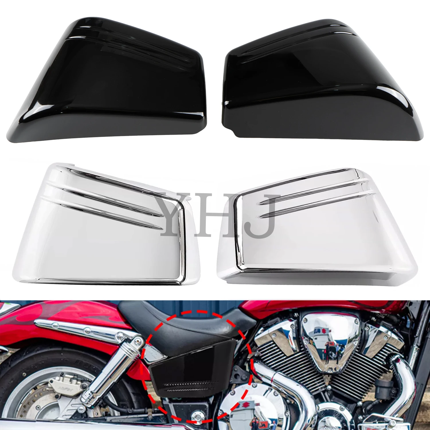 

Motorcycle Fairing Protector Battery Side Cover For Honda VTX 1800 C VTX1800C Custom 2002 2003 2004 2006 2007 2008 Black/Chrome