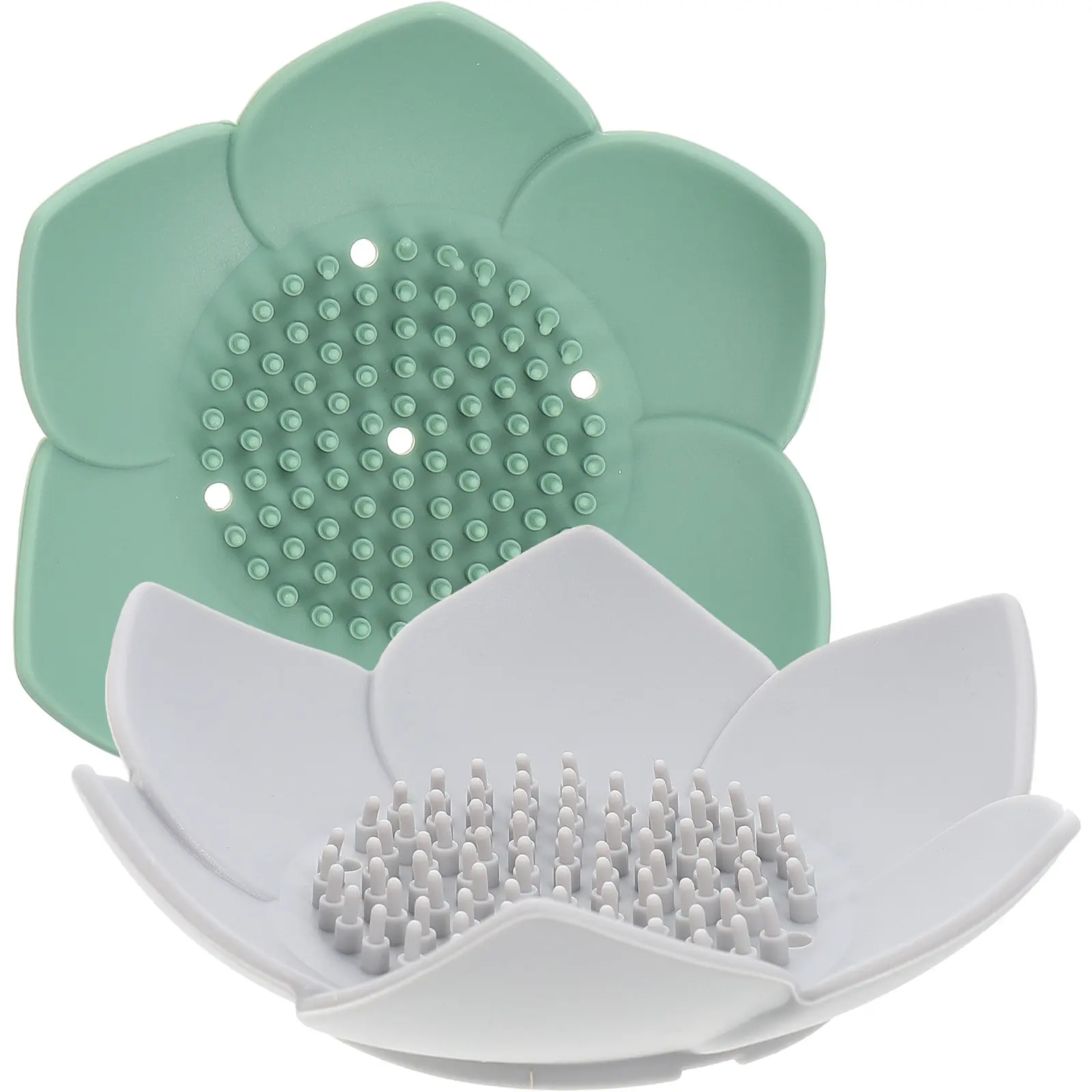 2 Pcs Household Soap Rack Shower Holder Lotus Shaped Silicone Dish Bathroom Dishes Lotus-shaped Tray Racks for