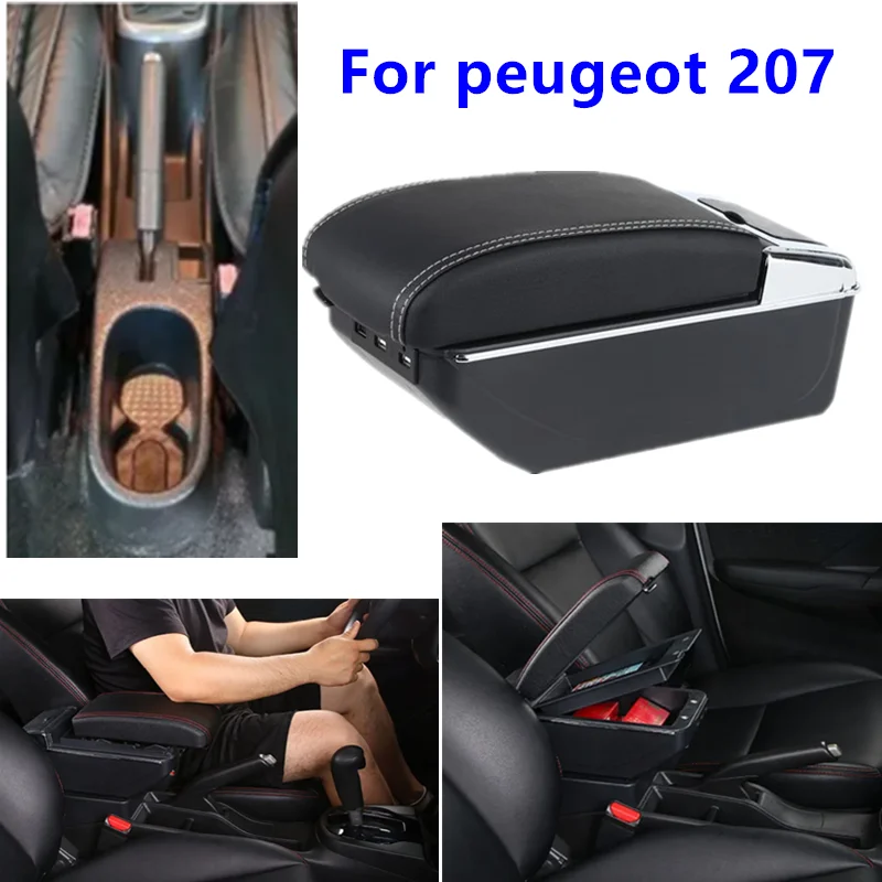 For peugeot 207 armrest box For peugeot 207 CC Car Armrest box Central Storage box Interior Dedicated Retrofit Car Accessories