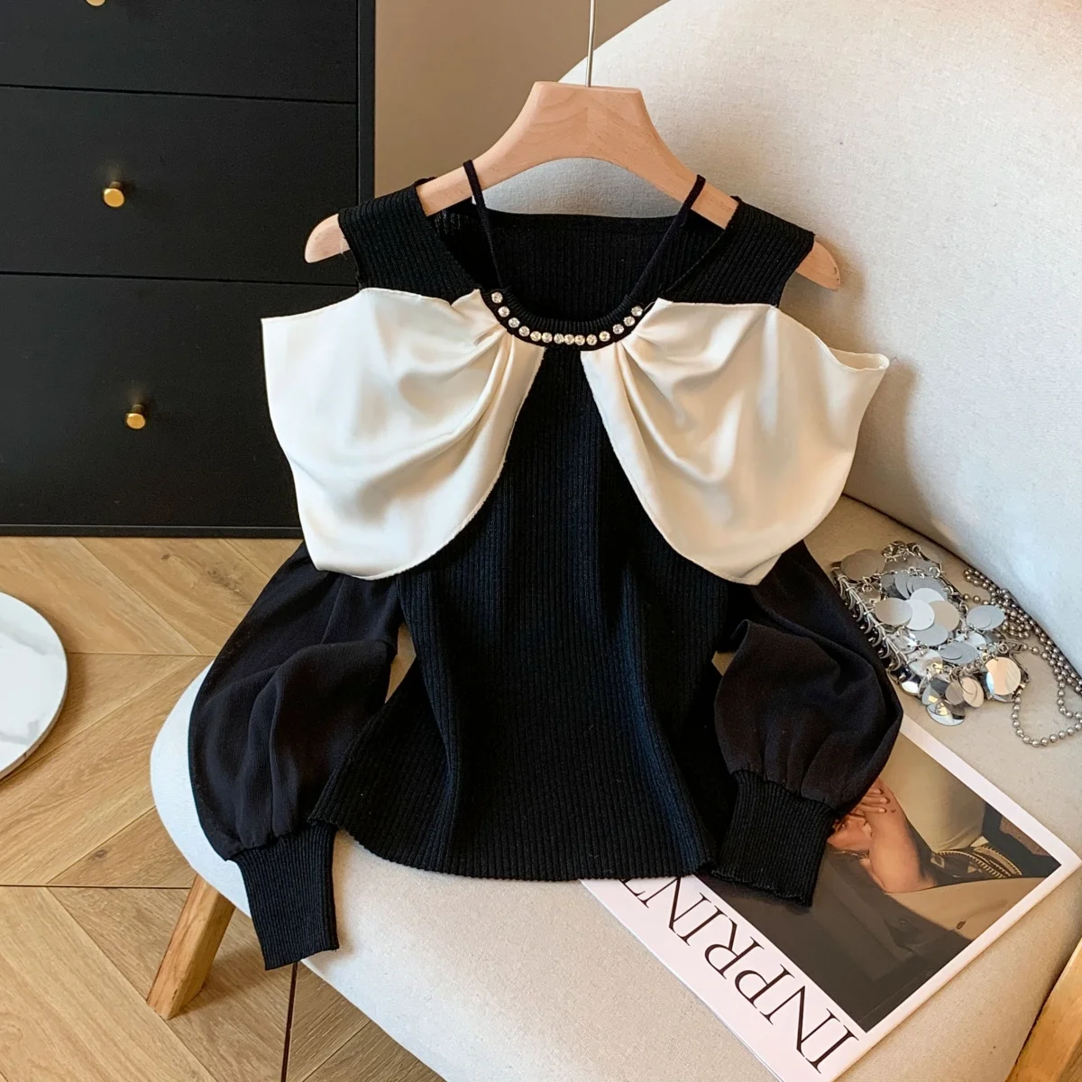 

Свитера Джемперы Пуловеры Женские вязаные шерстяные трикотажные изделия с жемчужными деталями Клубная вечеринка Гала Многоцветный Элегантный модный вперед