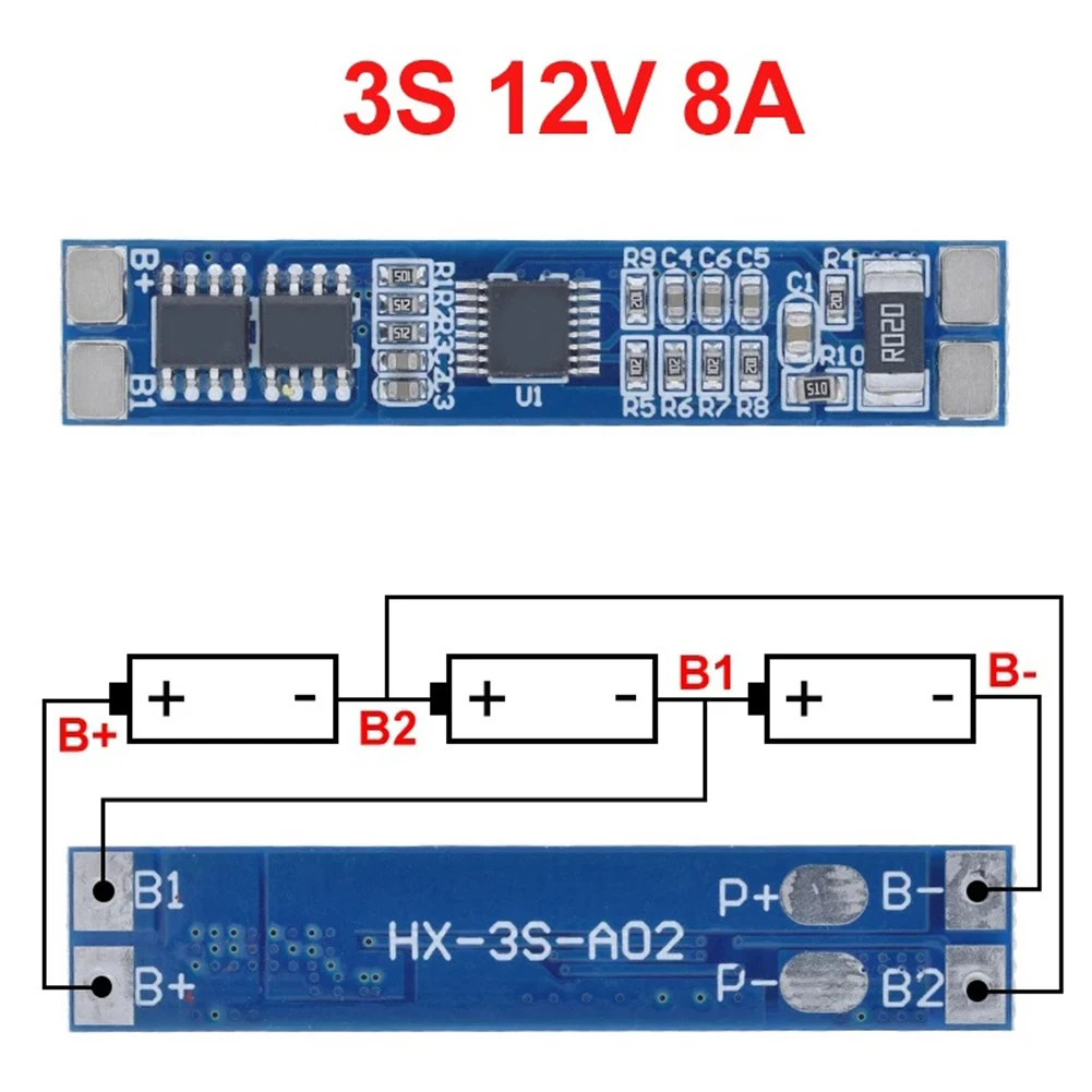 

For 3S Lithium Battery 11.1V 3-String Module 3S Battery Management Battery Management System 51*10*3mm Battery Charger