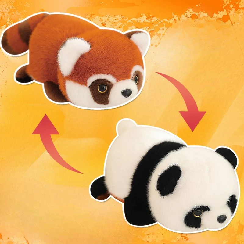 Panda Reversible de doble cara para niños, almohada suave, bonita muñeca de peluche transformada de dibujos animados, juguete de algodón para niños, novedad de 2024