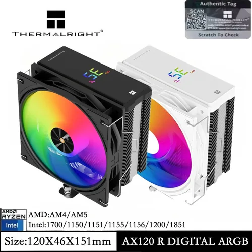 Thermalright Assassin X 120 R Digital ARGB CPU enfriador pantalla de temperatura enfriador de aire para AM4 AM5 Intel 115X/1200/1700/1851