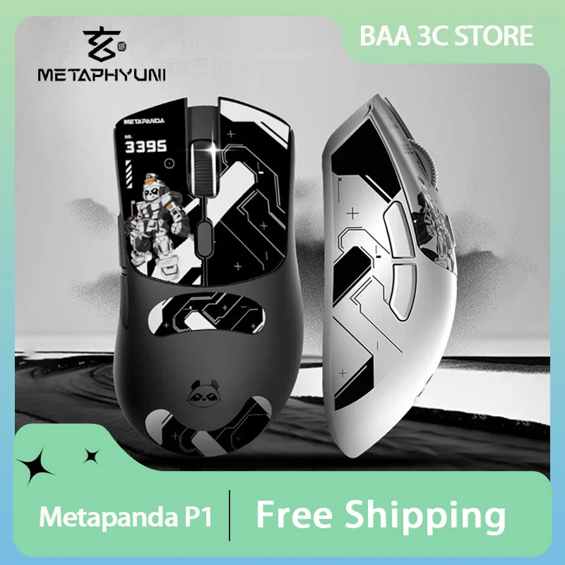 

Геймерская мышь metophyuni Metapanda P1, PAW3395, три режима, Bluetooth, беспроводная эргономичная геймерская мышь для киберспорта, аксессуары для компьютерных игр