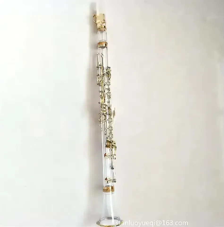 Bb‑Tone 17‑Key Clarinet Transparent Acrylic Body Gold‑Plated Keys With Canvas Carry Case