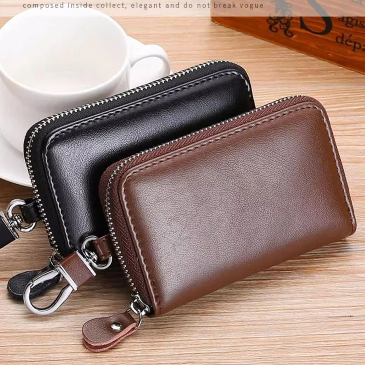 حقيبة مفاتيح محمولة من البولي يوريثان لمقطورة الخصر للرجال وغطاء حماية مفتاح التحكم عن بعد شامل مع منظم تخزين المفاتيح بسحاب