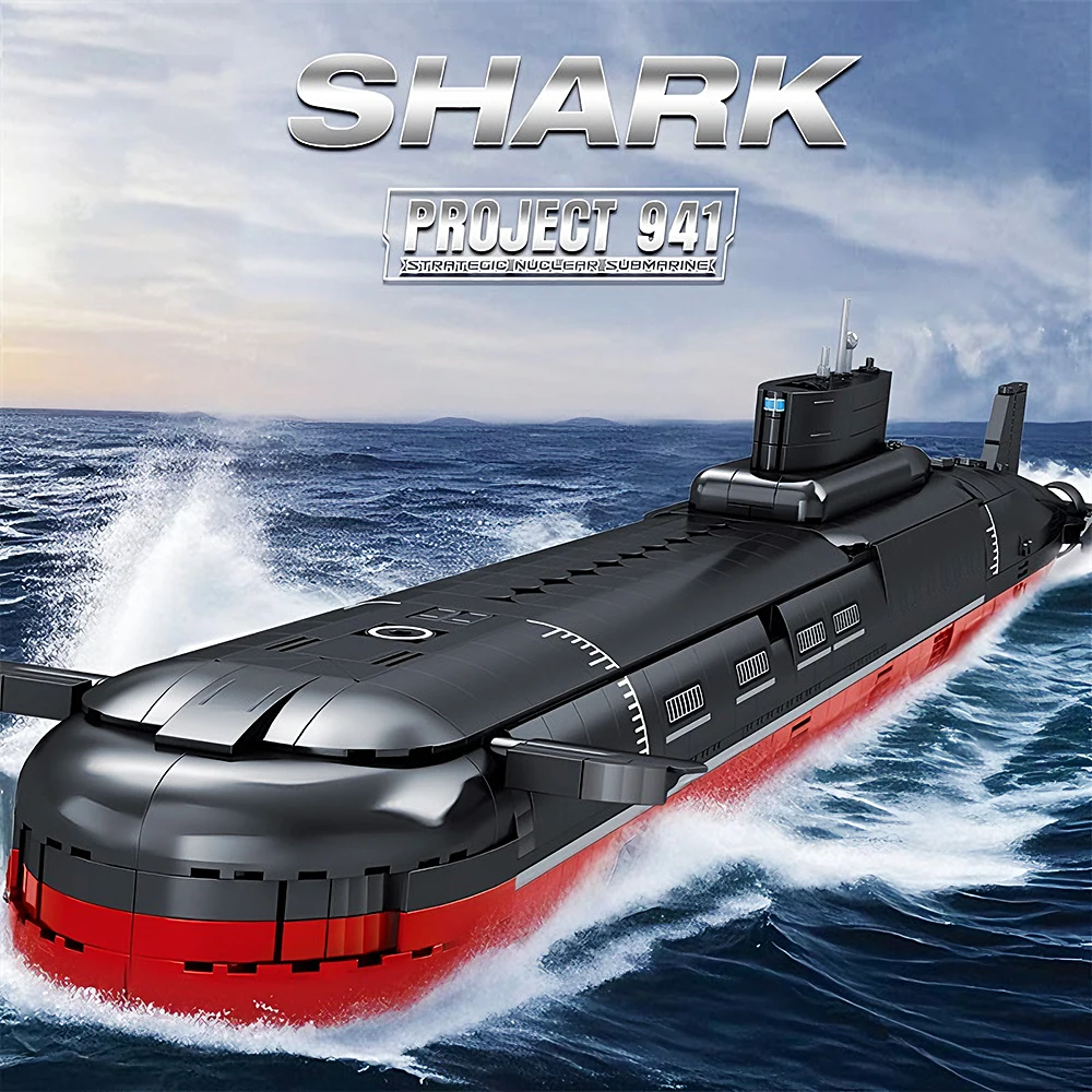 Typhoon-klasse onderzeeër model bouwstenen montage militaire stenen Shark Project 941 module sets speelgoed kerstcadeau voor kinderen