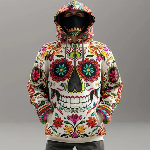 Imagen 2 del producto Sudadera con capucha de manga larga para hombre, ropa deportiva con estampado Digital 3D, estilo Retro Tradicional Mexicano, talla grande, Otoño, 2024