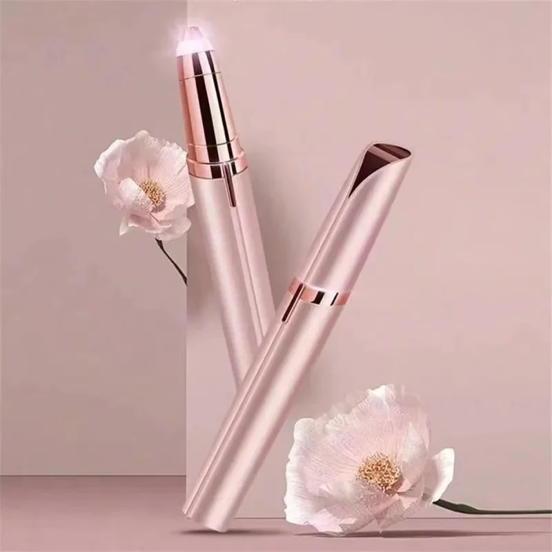 Electric Eyebrow Trimmer, USB Rechargeable Facial Hair Remover Shaver for Women, Mini Precision Shaper with LED Light