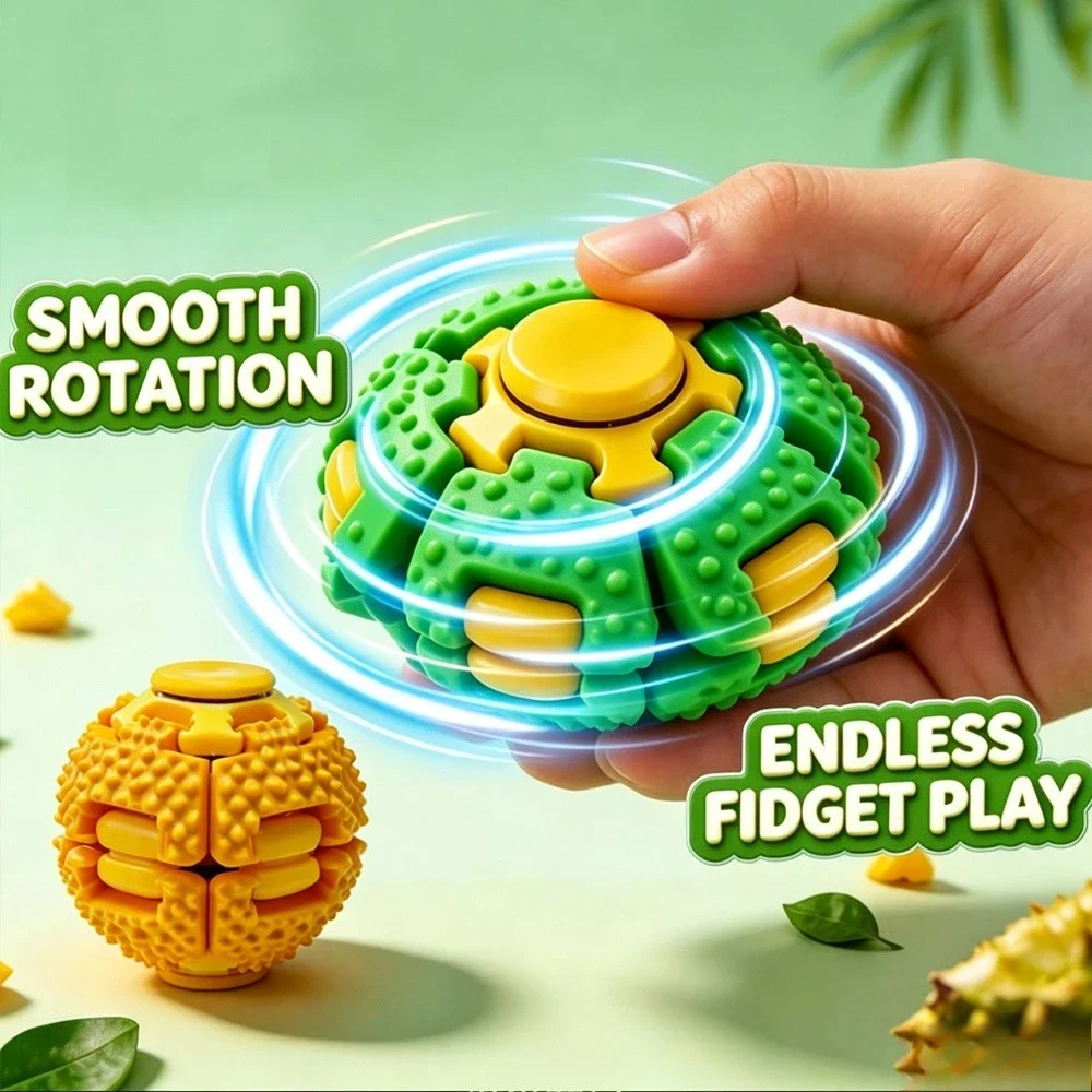 Funny Durian Fidget Spinner Ball Finger Rotating Stress Relief Toy Sensory Anti‑Anxiety Desktop Fidget Birthday Party Gift Favor