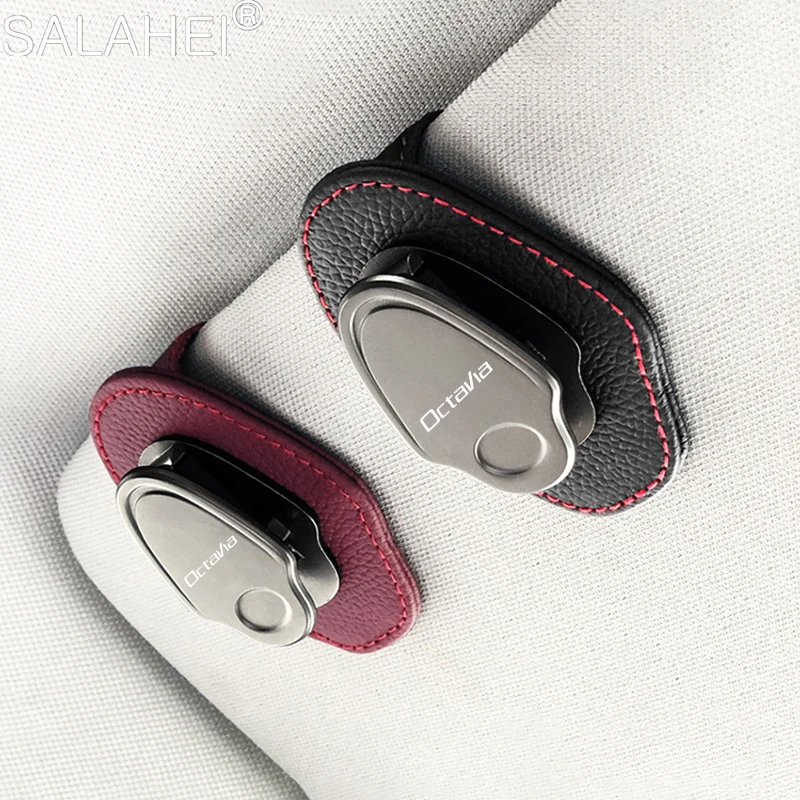 For Skoda Octavia A5 2 Tour A4 Mk1 Mk2 3 Rs 2006 1Z A7 5ers 2007 Vrs 2015 2017 Car Sunglass Clip Card Holder Auto Accessories