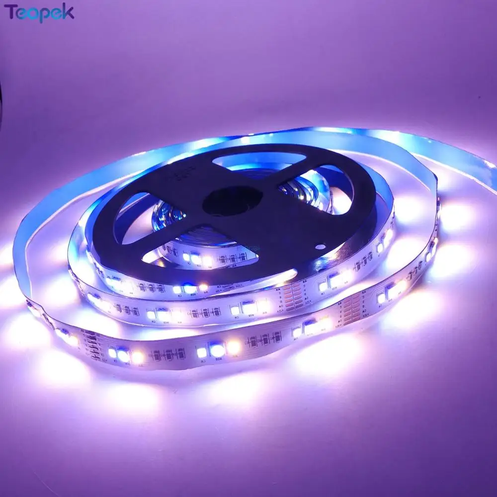 5M 5050 + 2835 Rgb Cct Led Strip Licht Rgb Kleur Temperatuur Verstelbare String Rgb + Cct 12V/24V Led Tape 12Mm Pcb