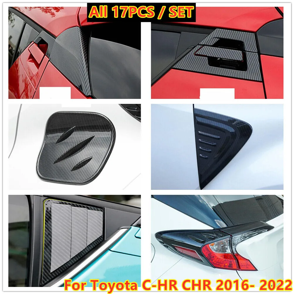 

17PCS Carbon Fiber Side Door Window Trim Decor Cover Toyota C-HR CHR 2017-2022