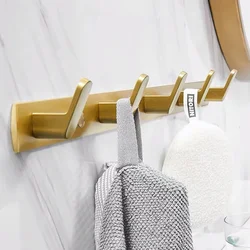 Black Gold Wall Hanging Coat Clothes Rack Hooks Bathroom Kitchen Robe Towel Bag Hanger Aluminum Holder Organizer Accessories