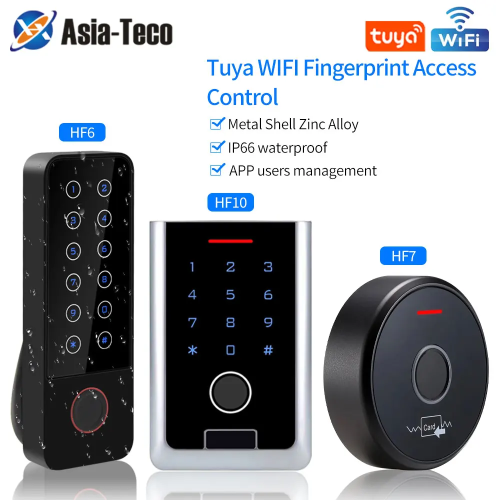 12V Waterproof Zinc Tuya 2.4G Wifi Module Fingerprint Access Controller Metal Keypad RFID support Time Delay Unlock Record Alarm