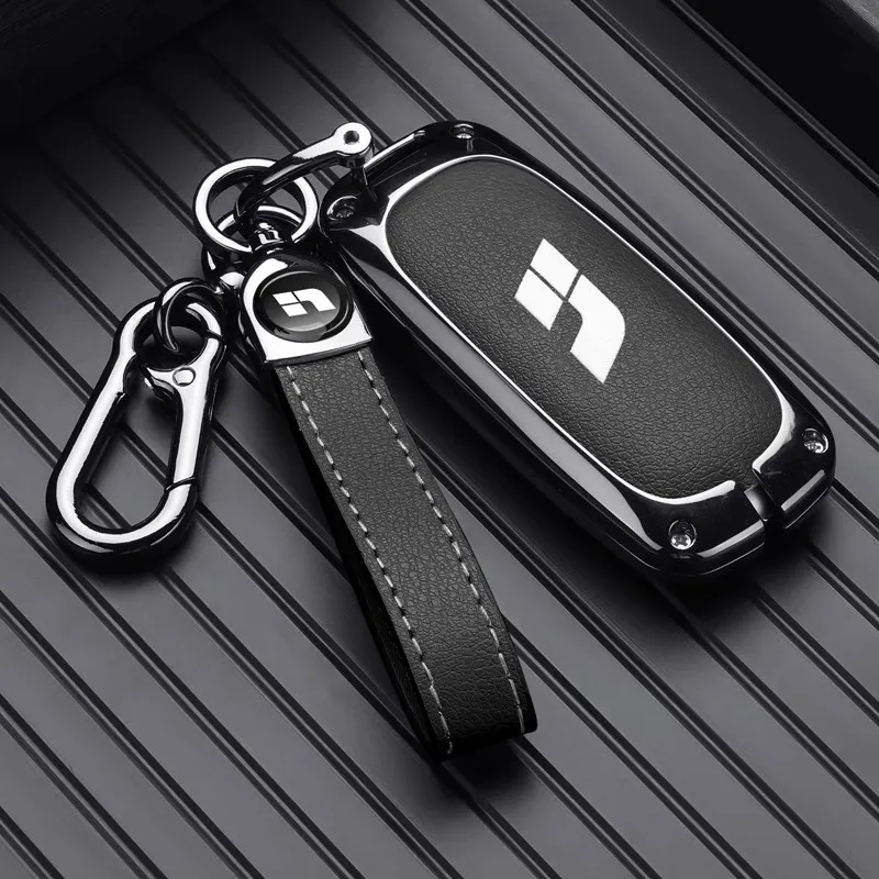 

For LiXiang L7 L8 L9 MAX Li One Auto LEADING IDEAL Zinc Alloy leather Car Key Case Smart Remote Cover Holder Keychain Shell Bag