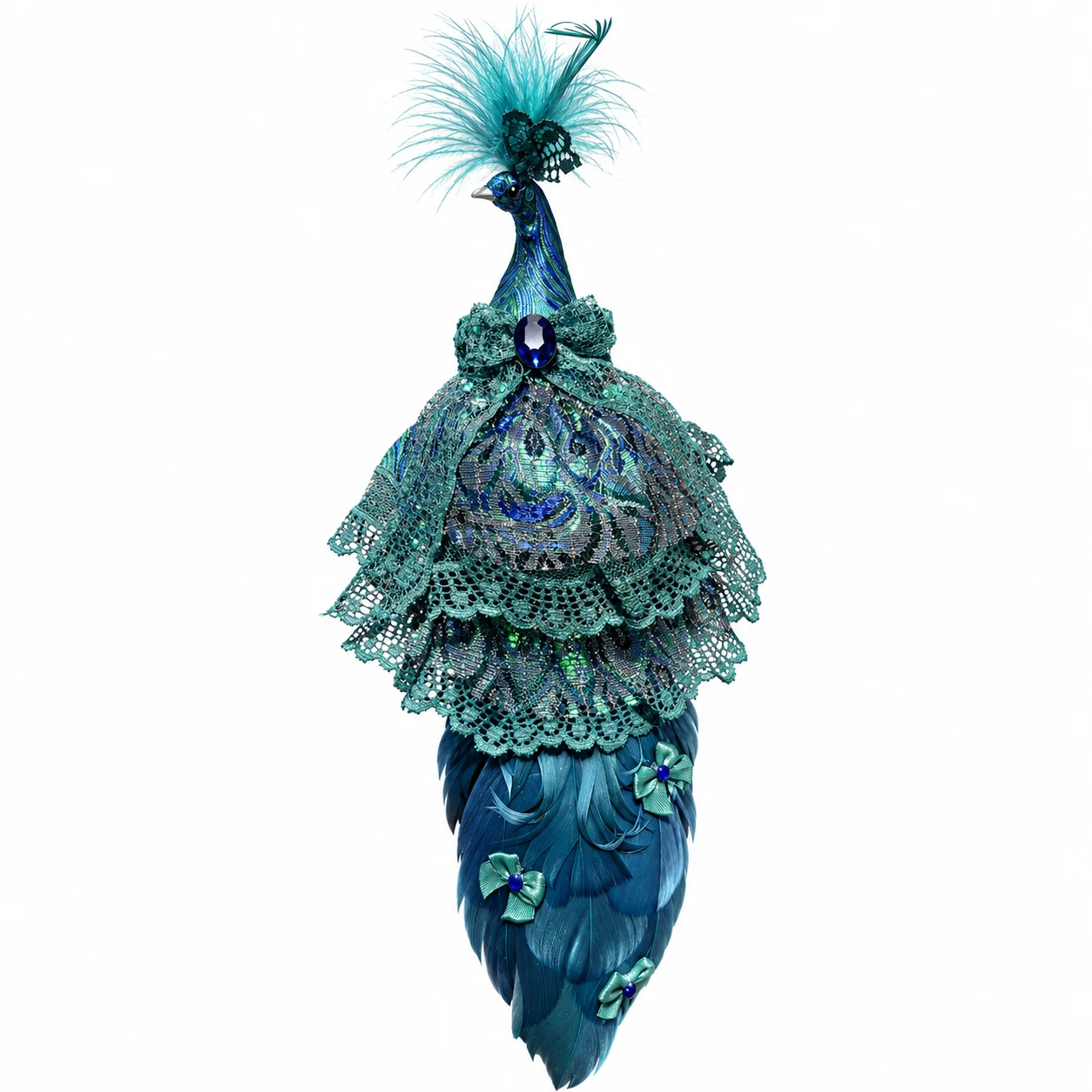 1PCS Green Feather Peacock Ring Cosplay Prop, Wearable Costume Accessory for Masquerade, Photography and Stage Performance