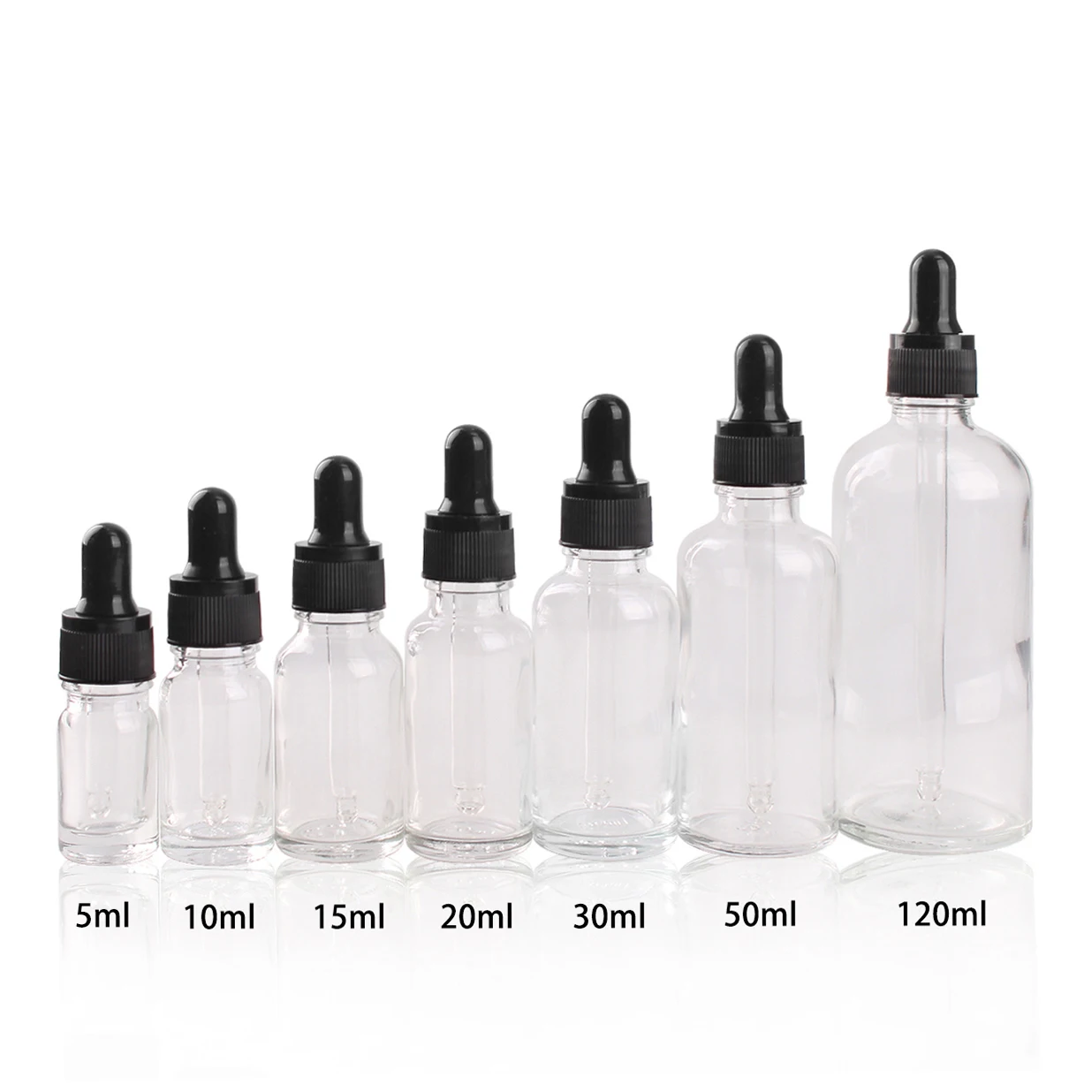 6/12/24pcs 5ml 10ml 15ml 20ml 30ml 50ml 100ml Transparents Glass Dropper Bottle for Cosmetic Essential Oil with Glass Pipette