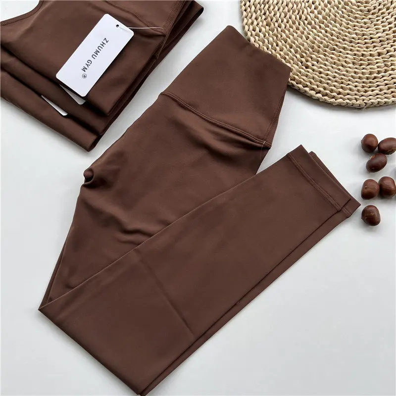 اللياقة البدنية النساء الرياضة لفافة ساق غير مخيطة عالية الخصر مطاطا الصلبة اليوغا طماق رياضة الركض سريعة الجافة رفع بنطال ملاصق للجسم الإناث 👖 👍