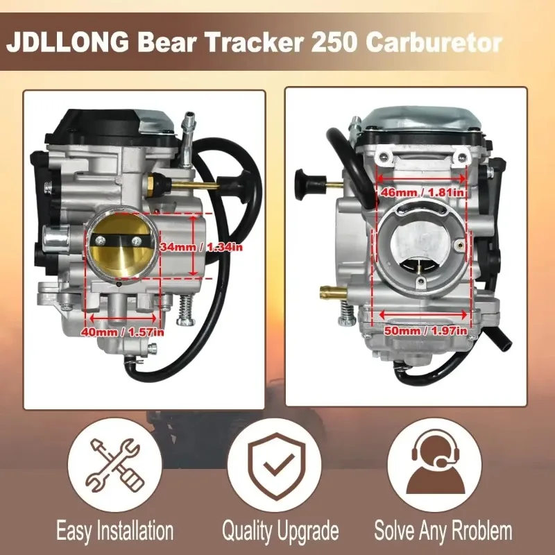 Bear Tracker 250 Carburetor for Yamaha YFM250X YFM 250X ATV Carb 1999 2000 2001 200 2003 2004 with Air Filter Intake Manifold &