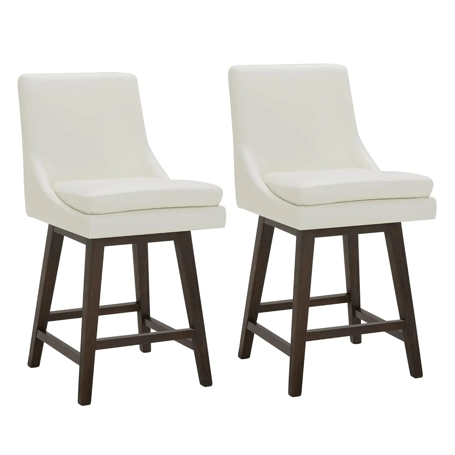 

Counter Height Swivel Barstool with Back Set of 2, FSC Certified Upholstered Faux Leather Swivel Bar Stool, 26.8" H, Customized