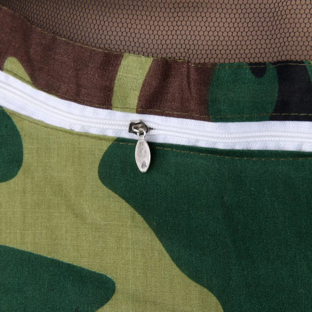 

Beekeeping Protective Suit Camouflage Anti- Full Cover With Veil Pant Elastic Cuffs Waistband Round Hat Garden Tool