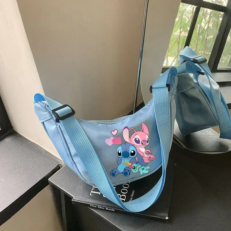 Stitch Disney Female Hobo Bag Designer Shoulder Bags Cartoon Cute Korean Popular Cross Body Canvas Handbag for Women Purse Gift