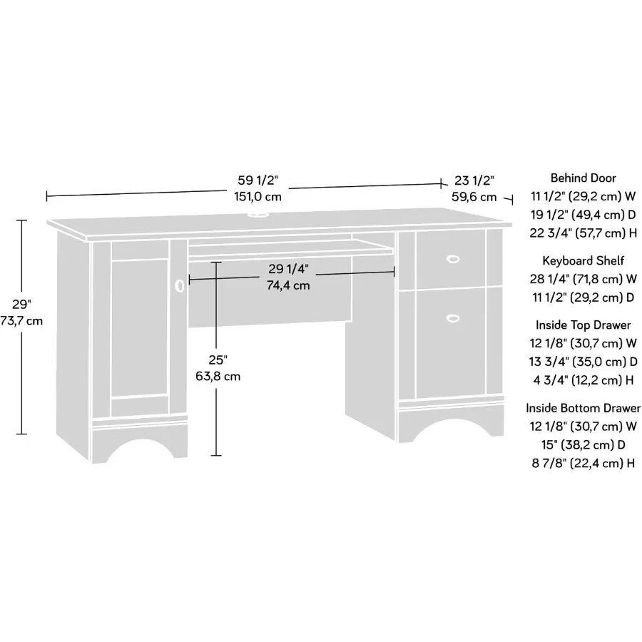 Versatile Office Computer Desk with Drawers in Mystic Oak Finish for Home and Professional Workspaces Offers Ample Storage and