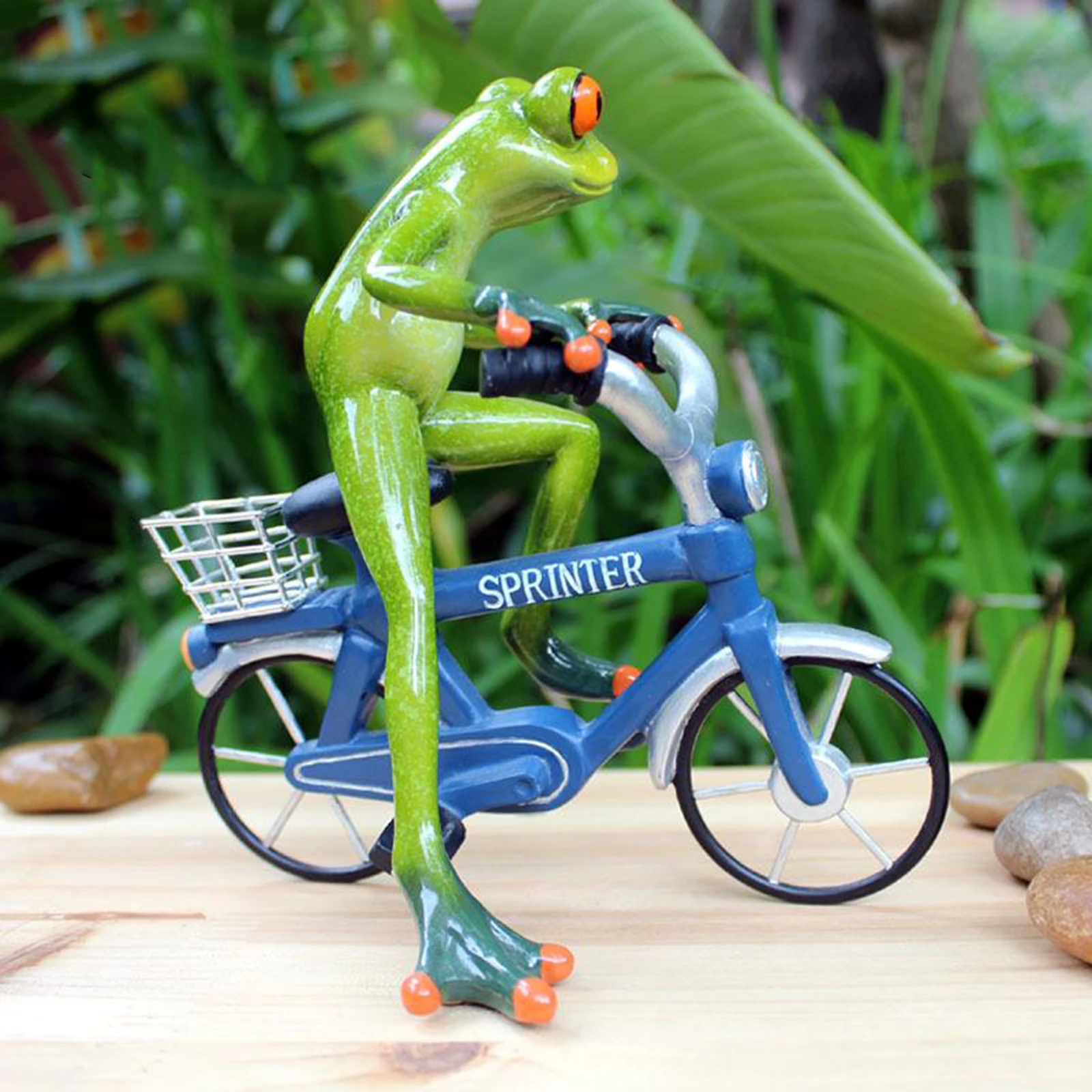 

Frog Ride Bicycle Ornament Frog Figurine Mini Garden Statue Decor