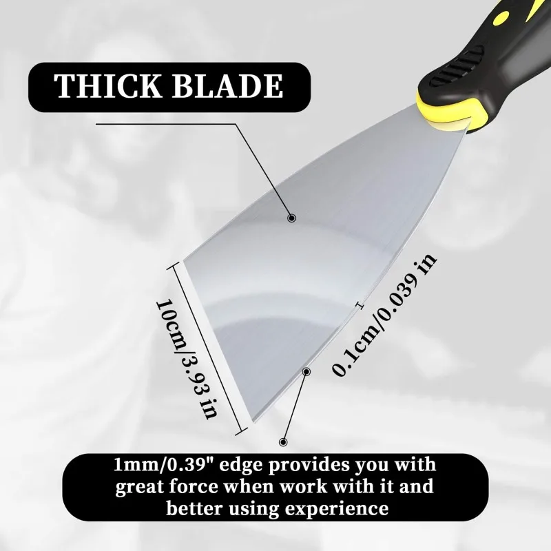 Putty Knife Set, 4PCS Stainless Steel Scraper Paint Tool for Drywall Repair, Wallpaper Removal and Plaster Scraping(2,4,6,8in)