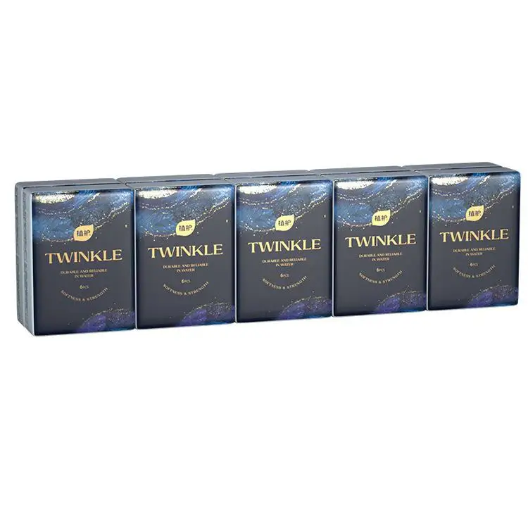

Plant-Protected 3-Layer Handkerchief Paper Napkins - Small Pack Household Paper Towels Virgin Wood Pulp Unscented - Dark