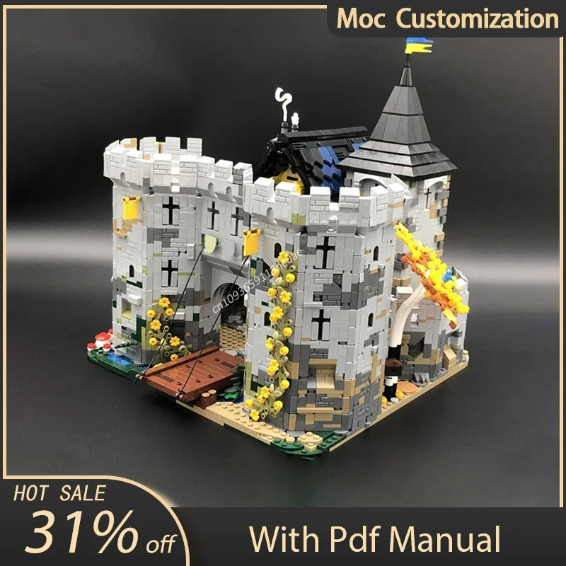 

5812 шт. MOC крепость Черного Сокола, средневековая модульная архитектура, замок, строительные блоки, сборка кирпичей, игрушки для детей, подарок «сделай сам»