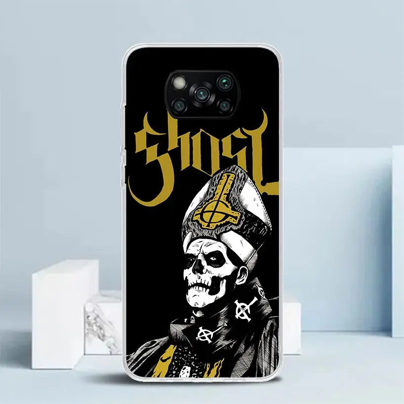 Custodia per telefono con chiamata in silicone Ghost Papa Emeritus per Xiaomi Poco X3 Nfc X5 Pro X4 GT M5S M4 M3 M2 F5 F4 F3 F2 F1 Mi Note 10 Cover