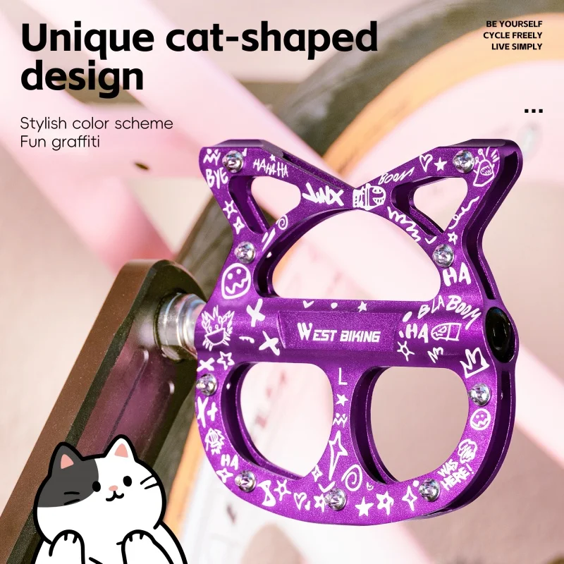 

Профессиональные велосипедные педали из алюминиевого сплава с 3 подшипниками, персонализированные педали в форме кошачьей лапы для горных и шоссейных велосипедов.