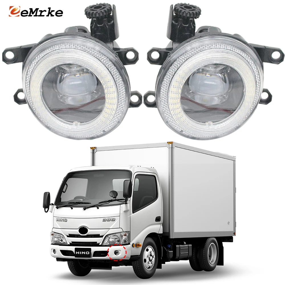 

Car Fog Lights for Hino 300 Dutro 2011-2021 Led Angel Eye Ring Front Bumper Daytime Running Lights DRL Head Lamp with Lens