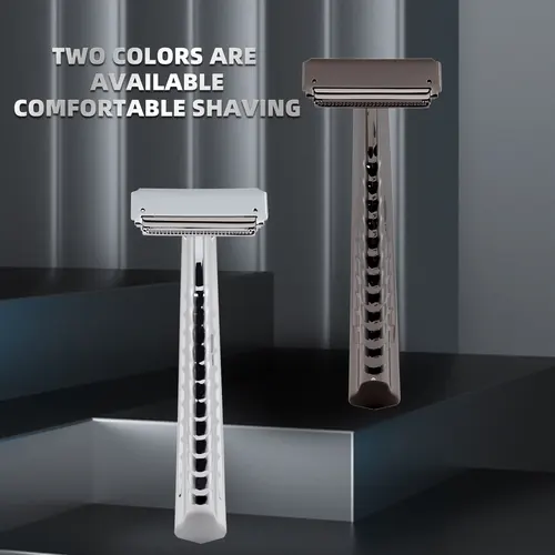 Imagen 2 del producto Portacuchillos de medio filo de doble capa de Metal clásico, maquinilla de afeitar Manual, hoja de doble cara de acero inoxidable, maquinilla de afeitar para Barba