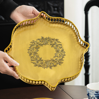 European retro hollowed out brass storage tray Aromatherapy candle perfume tray High grade tea table Tea set storage tray