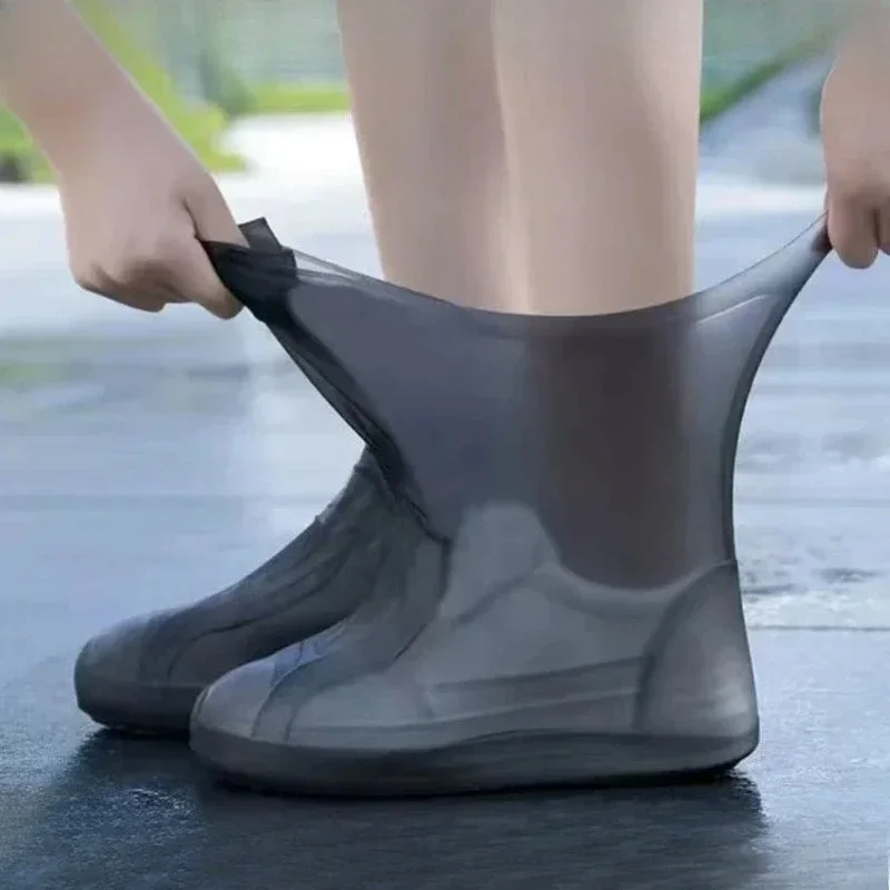 1 Pair Silicone WaterProof Shoe Covers Lip-resistant Rubber Rain Boot Rain Gear Overshoes Accessories for Outdoor Rainy Day