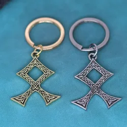 Odal Rune Pendant Keychain For Men Women Nordic Viking Amulet Runes Cross Keyring Pagan Talisman Jewelry