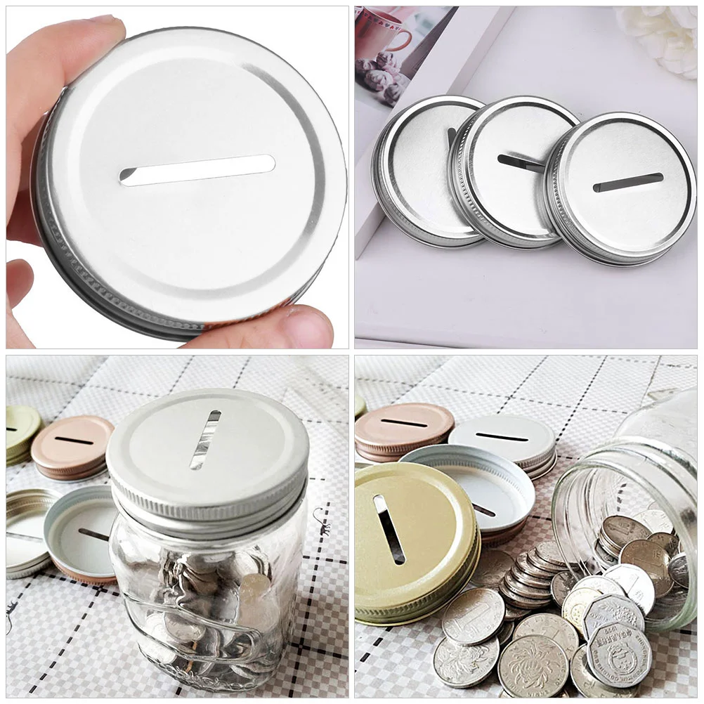 15 Pcs Piggy Bank Lid Canning Supplies Money Jar Caps Wide Mouth Lids Slot Saving Jars Mason