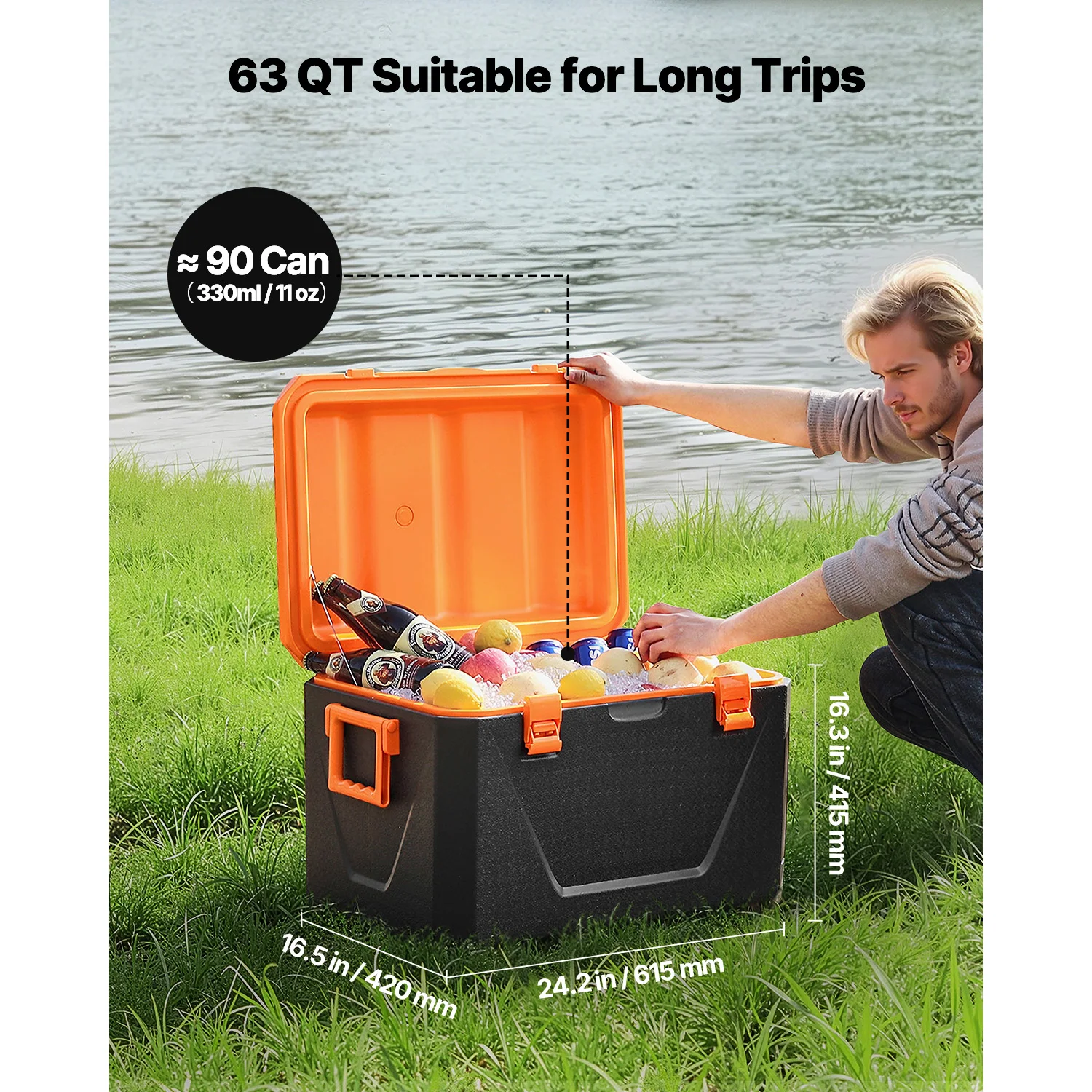 #￥for SucceBuy Portable Cooler 63 QTHard Cooler with IceRetentionLightweight Rigid Material Insulated Portable Cooler for Family