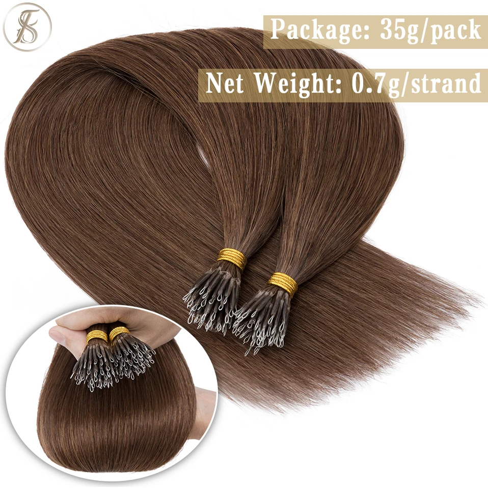 Nano Bead Hair Extensions Human Hair Micro Ring Cold Fusion Pre Bonded Tips Hair Extension Invisible Seamless blend Daily wear
