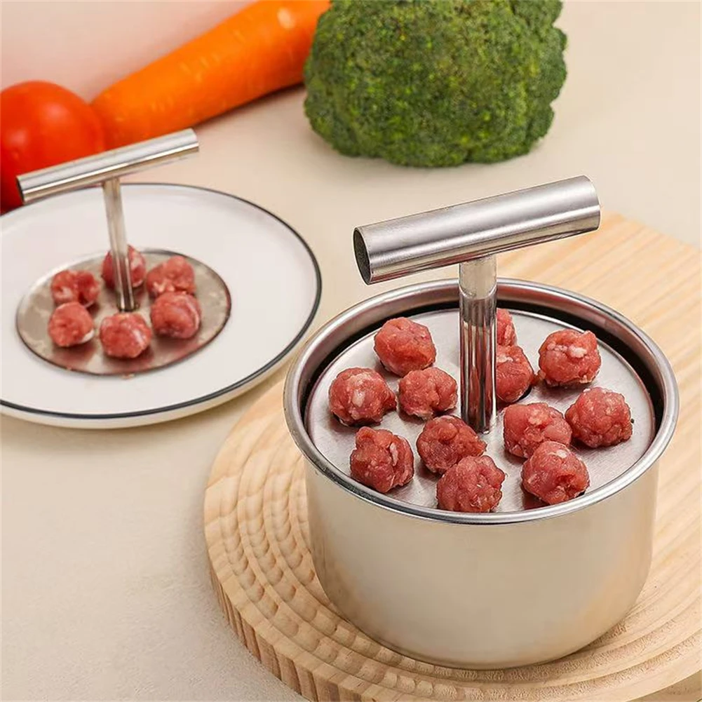 1Pc Stainless Steel Meatball Maker With Ergonomic Handle 6 Or 12 Holes Hand Extruder For Uniform Meat Balls Rice Balls